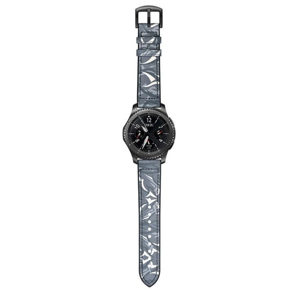 Samsung Gear S3 / Frontier camouflage ægte læder Urrem - Thorns Black Black