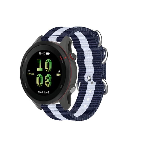 Garmin Forerunner 255 nylonkellon hihna - Sininen / Valkoinen / Sininen Blue
