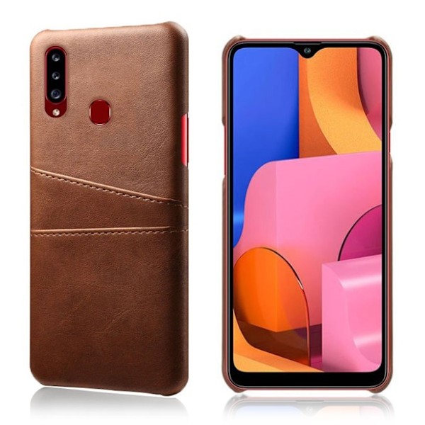 Dual Card Samsung Galaxy A20s kotelot - Ruskea Brown