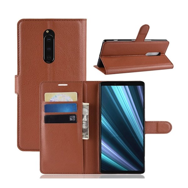 Sony Xperia XZ4 litchi skin læder flip etui - Brun Brown