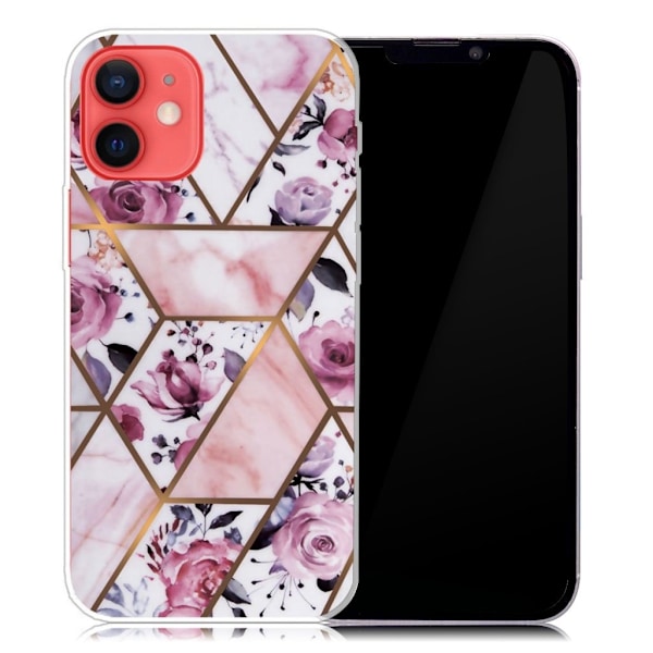 Marble iPhone 13 Mini Suojakotelo - Elegant Roses Tile Multicolor