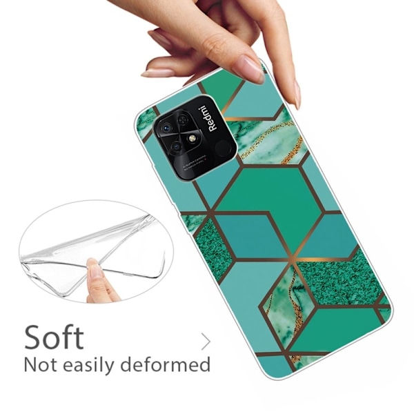Marmormotiv Xiaomi Redmi 10C skal - Blågrön Marmorplatta Grön