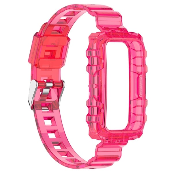 Huawei Band 7 / Honor Band 6 läpinäkyvä kellohihna suojuksella - Läpinäkyvä Ruusu Pink