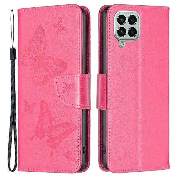 Butterfly läder Samsung Galaxy M33 5G fodral - Rosa Rosa