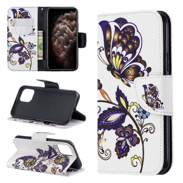Wonderland iPhone 11 Pro flip etui - Sommerfugle Og Blomster Multicolor