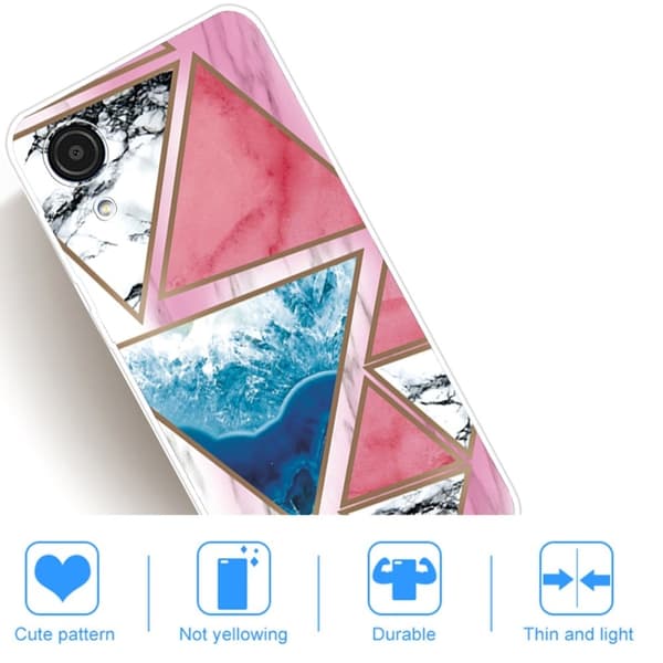 Marmormotiv Samsung Galaxy A03 Core skal - Vit / Blå / Rosa Triangel multifärg