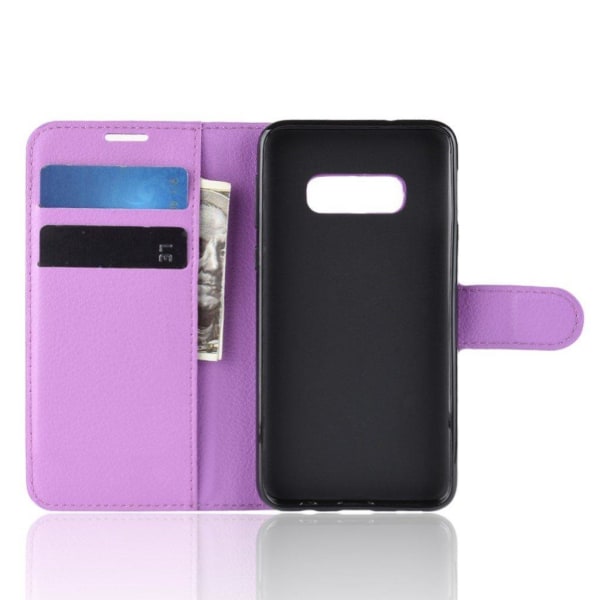 Samsung Galaxy S10e litchi skin læder flip etui - Lilla Purple