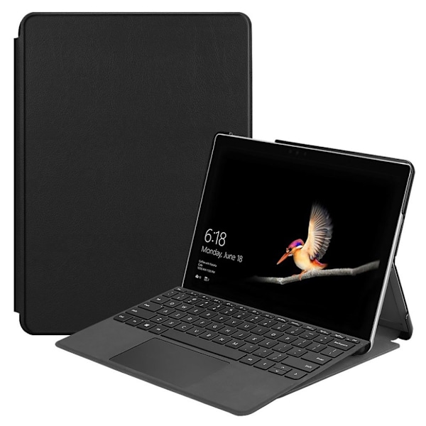 Microsoft Surface Go 10 beskyttelsesetui i kunstlæder med stativ - Sort Black