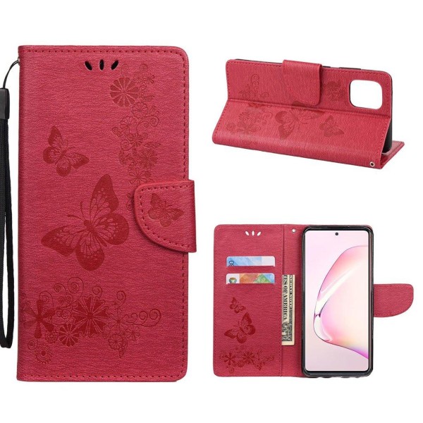 Butterfly läder Samsung Galaxy Note 10 Lite fodral - Röd Röd