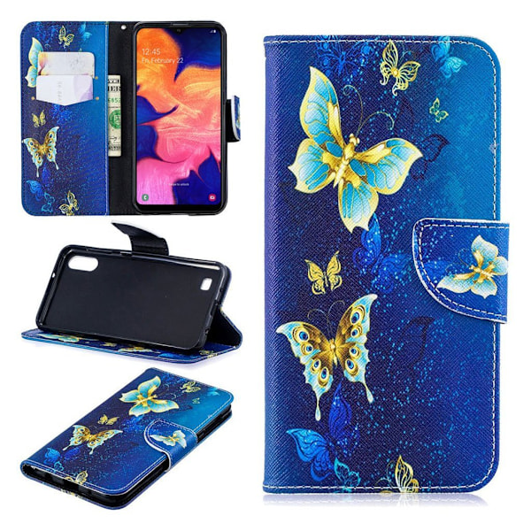 Wonderland Samsung Galaxy A10 etui - Blå Sommerfugle Blue
