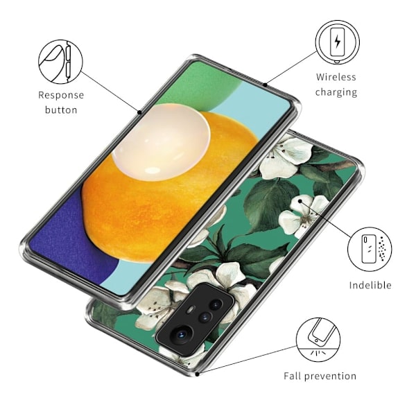 Deco Xiaomi Redmi Note 12S deksel - Hvite Blomster Green