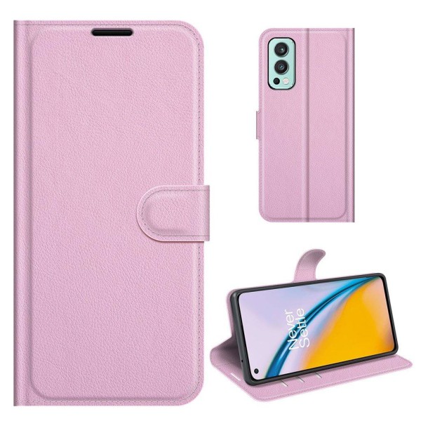 Klassisk OnePlus Nord 2 5G flip etui - Pink Pink