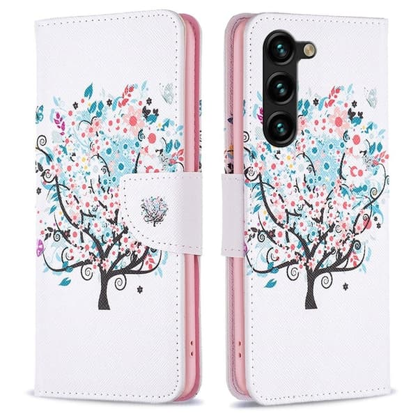 Wonderland Samsung Galaxy S23 Plus Flip Etui - Blomst Træ Multicolor