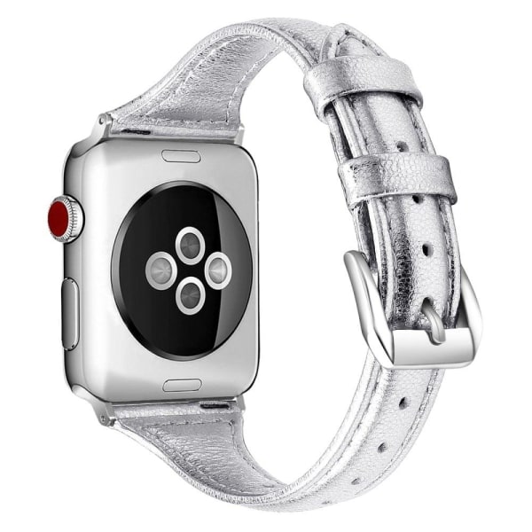 Apple Watch (45mm) B6 Aitoa Nahkaa Rannekellon Nauha - Hopea / Koko: L Silver grey