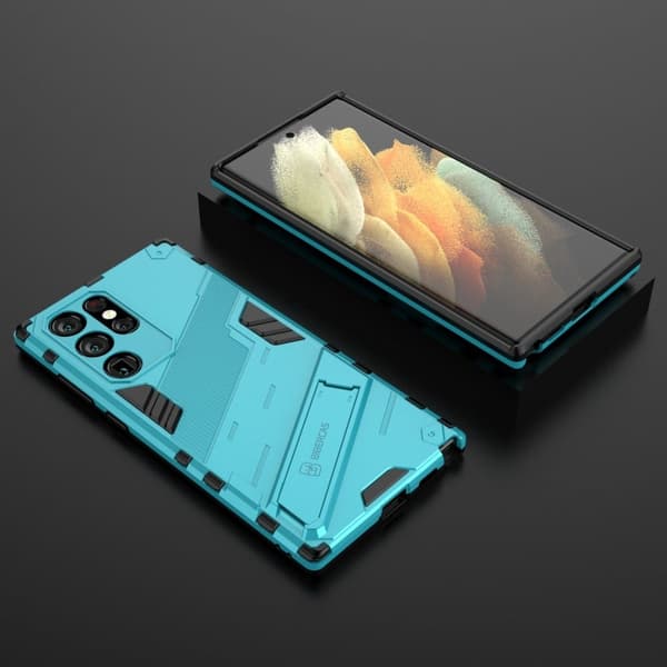 Støtsikkert hybriddeksel for Samsung Galaxy S22 Ultra - Babyblå Blue