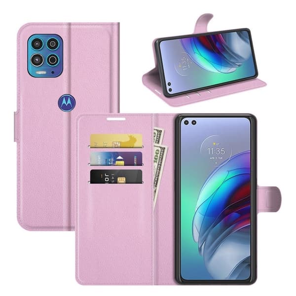 Classic Motorola Moto G100 / Edge S Flip Etui - Lyserød Pink