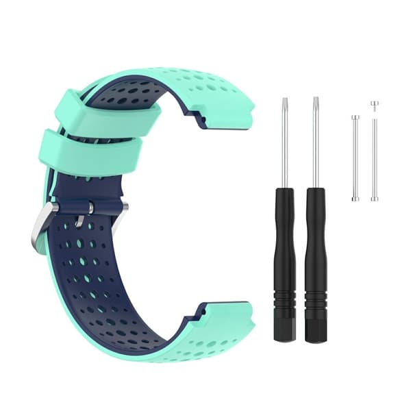 Garmin Forerunner 220 Silicone Watch Band Replacement Wrist Strap with Round Holes - Teal+Dark Blue Green