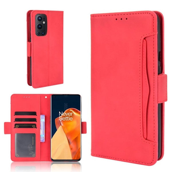 Modern-styled Lær Lommebok Etui til OnePlus 9 Pro - Rød Red