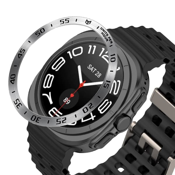Samsung Galaxy Watch Ultra 47 mm Watch Bezel Ring Metal Dial Bezel Adhesive Frame Ring Deksel - Style A / Sølv Silver grey
