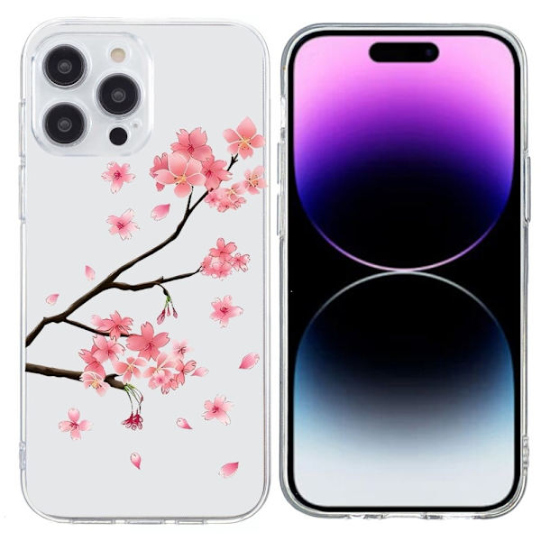 Vibe iPhone 15 Pro deksel - Plommeblomst Pink