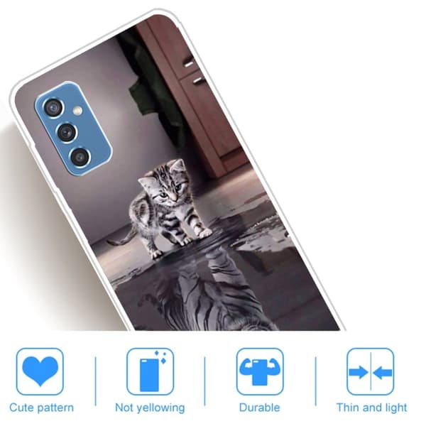 Deco Samsung Galaxy M52 5G Etui - Kat og Tiger Silver grey