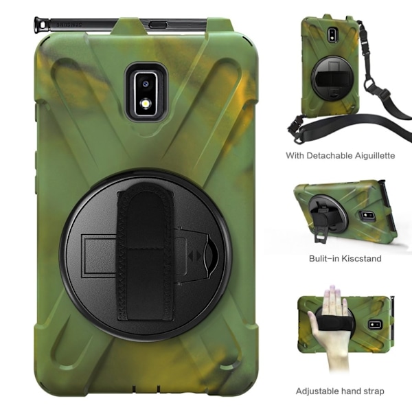 Samsung Galaxy Tab Active 2 X-Shape combo deksel  - Kamuflasje Green