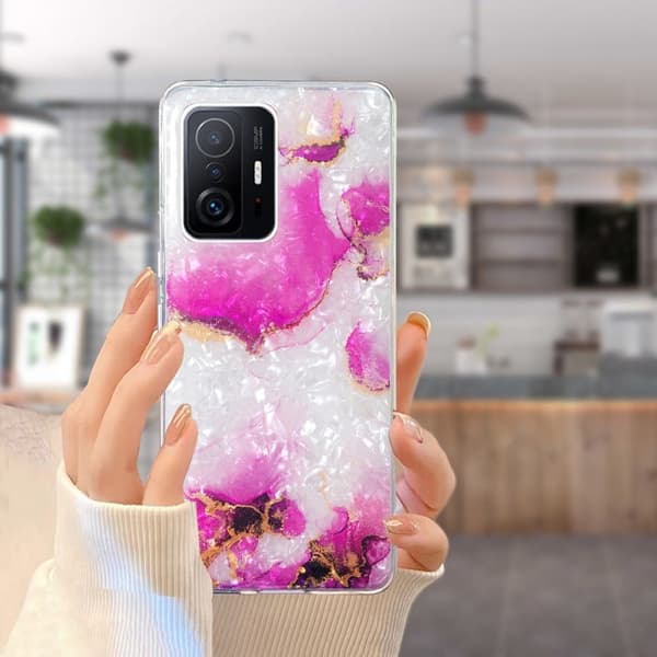 Marble Xiaomi 11T / 11T Pro Suojakotelo - Punainen Marble Pink
