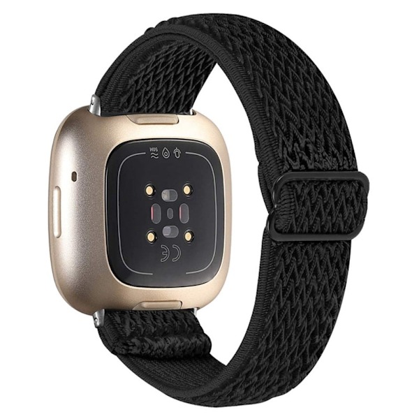 Fitbit Sense / Versa 3 elastiskt klockarmband med justerbart spänne - Svart Svart