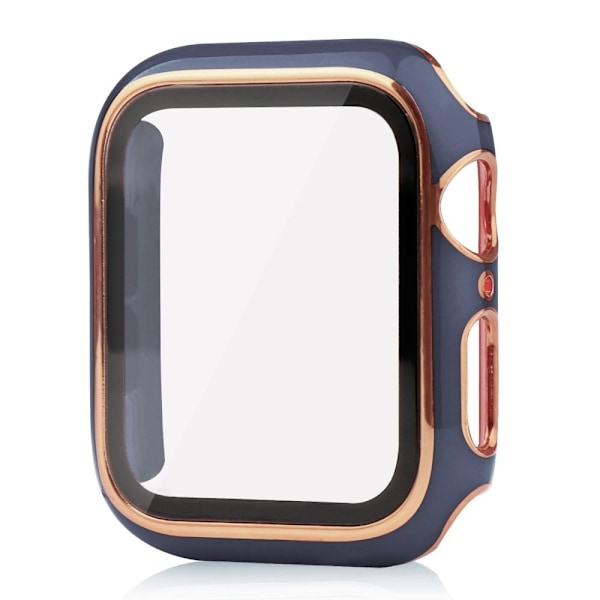 Apple Watch SE 2022 (44mm) dual color electroplating cover with tempered glass - Blue / Gold Blå