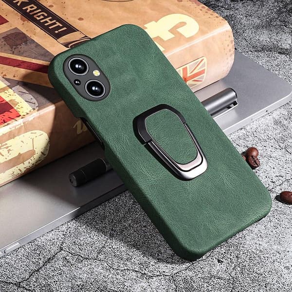 Stötsäkert läderfodral med oval kickstand för OnePlus Nord N20 5G - Grön Grön