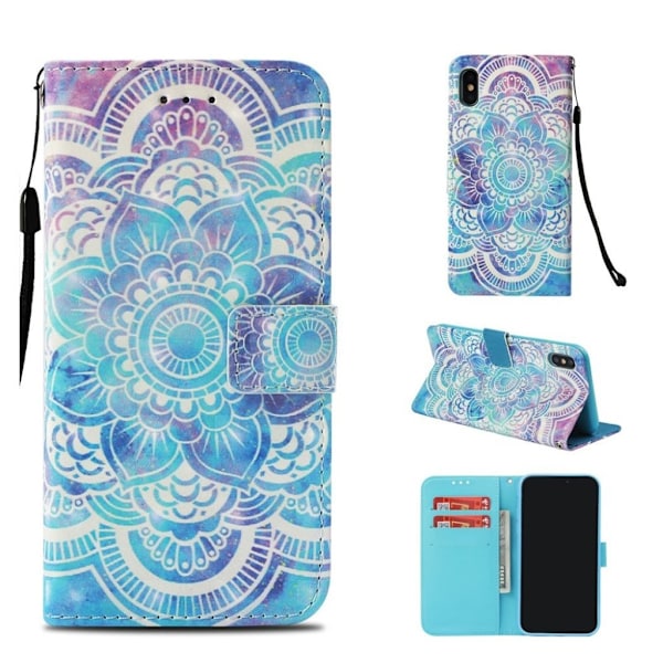 iPhone Xs Max mønstret læder flip cover - Frisk Blomst Multicolor