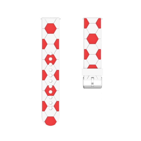 22mm Universal fodbold silikone urrem - Hvid / Rød White