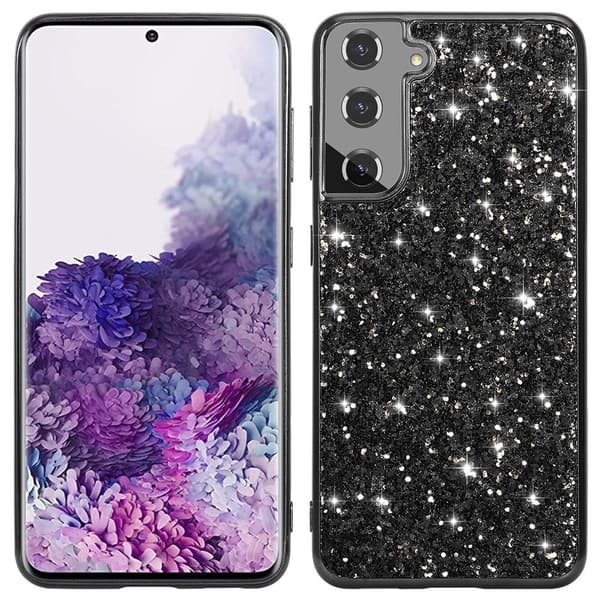 Glitter Samsung Galaxy S21 FE kotelot - Musta Black