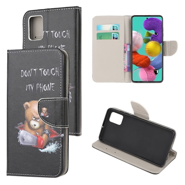 Wonderland Samsung Galaxy A51 flip kotelot - Vihainen Karhu Multicolor