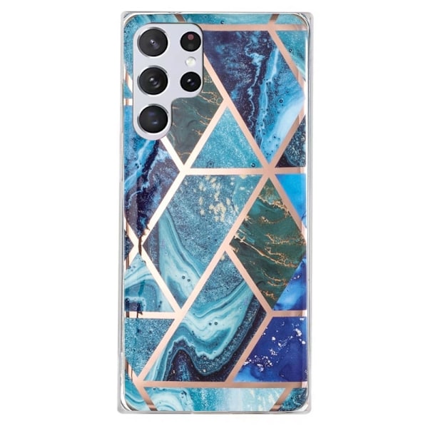 Deco Samsung Galaxy S23 Ultra Etui - Blå / Grøn Marmor Blue