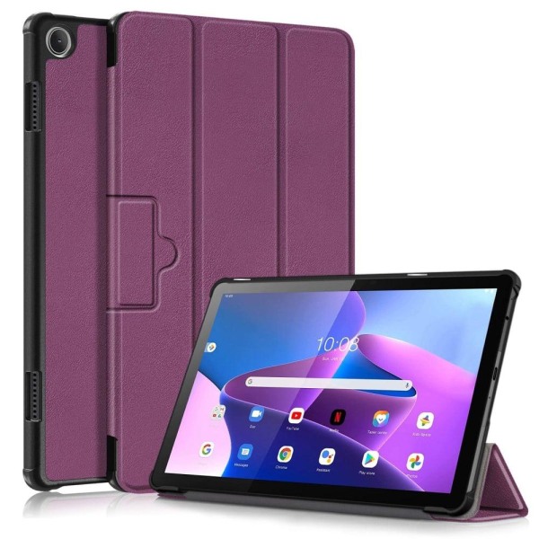 Tri-fold Leather Stand Case for Lenovo Tab M10 (Gen 3) - Purple Lila