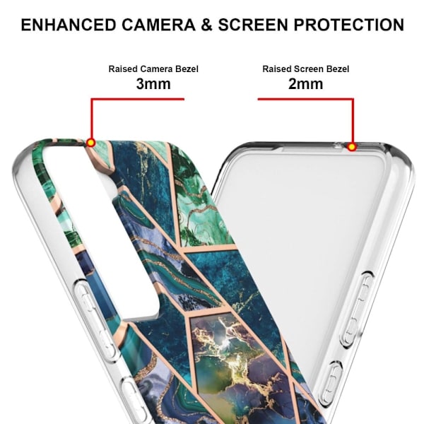 Marble Samsung Galaxy S22 Plus Etui - Blå / Grøn Multicolor