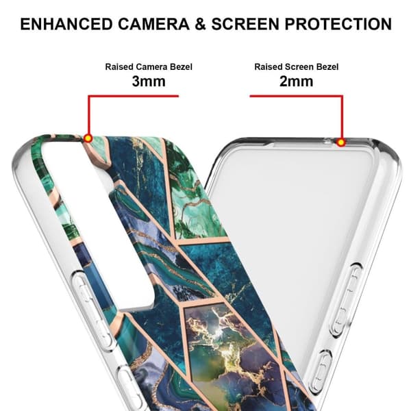 Marmormotiv Samsung Galaxy S22 Plus skal - Blå/Grön multifärg