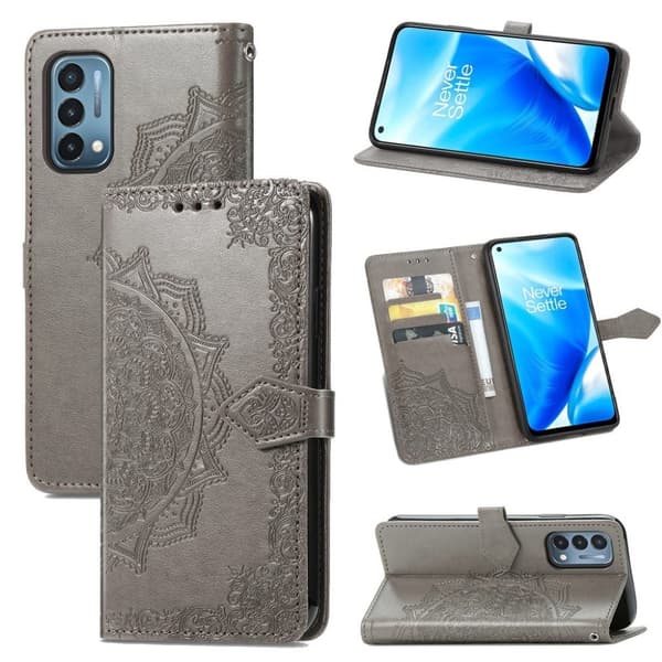 Mandala läder OnePlus Nord N200 5G fodral - Silver/Grå Silvergrå
