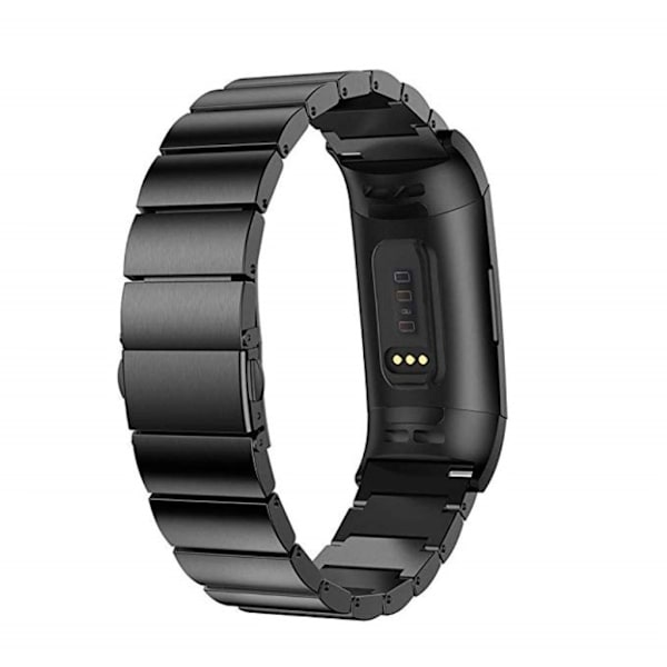 Fitbit Charge 3 erstatnings urrem i metal med foldespænde - Sort Black