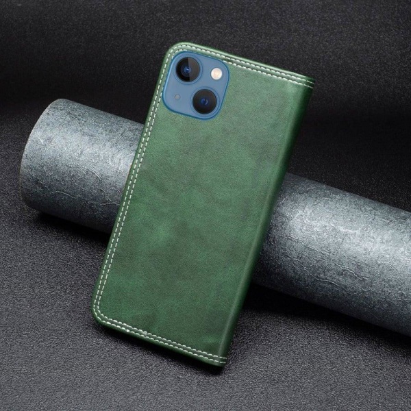 Binfen Two-color Nahkakotelo For iPhone 13 - Vihreä Green