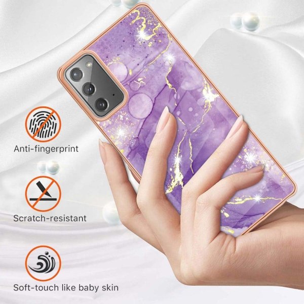 Marble Samsung Galaxy Note 20 Etui - Lilla Marmor Haze Purple