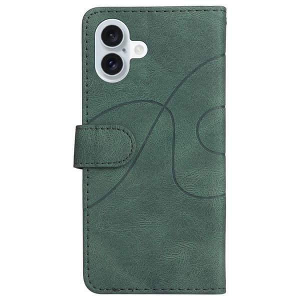 Teksturert læretui med stropp for iPhone 16 Plus - Grønn Green