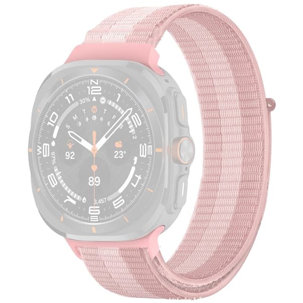Galaxy Watch Ultra 47mm Nylon ersättningsarmband Magic Tape Loop Strap - Stil E Rosa
