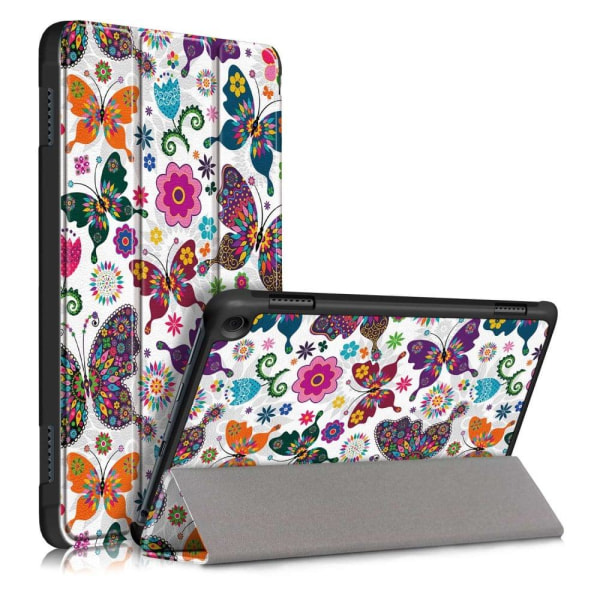 Amazon Fire 8 HD (2022) kuvio kolminkertainen nahkakotelo - Perhoset Multicolor
