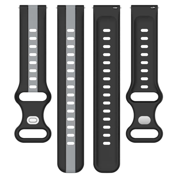 20 mm universal tofarget klokkerem i silikon - Svart / Grå Silver grey