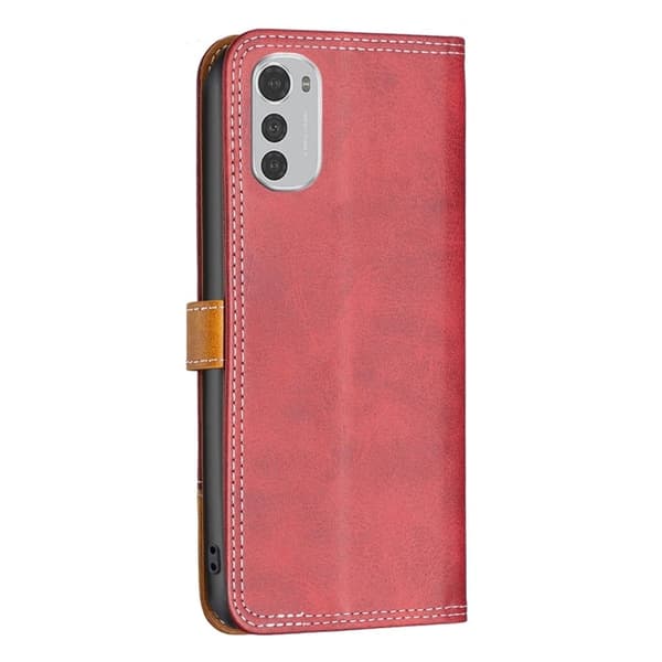 BINFEN tofarget læretui for Motorola Moto E32 - Rød Red