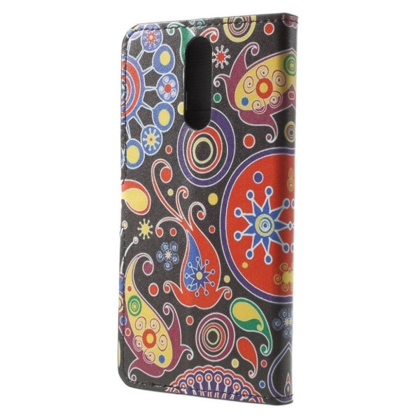 Huawei Mate 10 Lite Læder etui med magnet lås - Gammelt mønster Multicolor