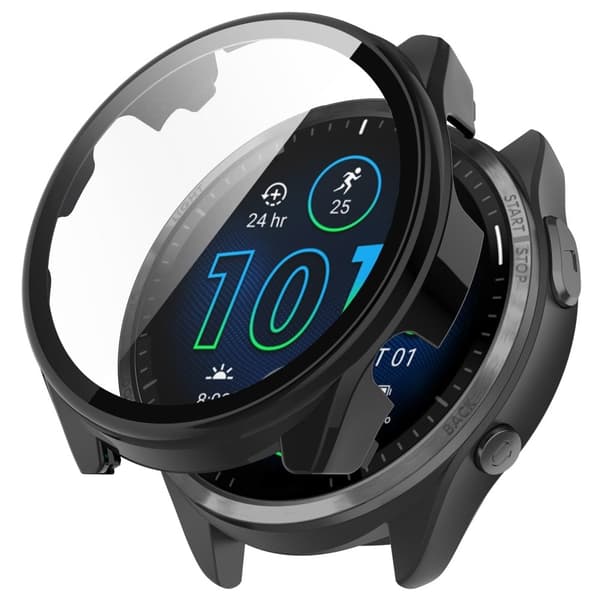 Garmin Forerunner 965 suojus karkaistulla lasilla - Musta Black