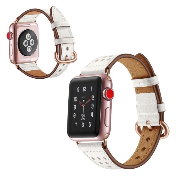 Apple Watch Series 5 44mm mukava aitoa nahkaa oleva ranneke - Valkoinen White